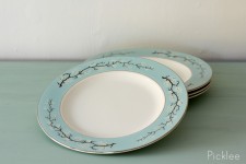Powder Blue & White Vintage Twig Dishes [set of 4]
