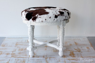 Antique Cow Print Stool