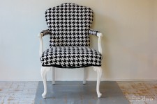 Black + White Houndstooth Louis XV Arm Chair