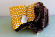 Handmade Brown Faux Fur & Yellow Polka Dot Children’s Blanket