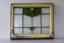 Antique Stained Glass Window [yellow + green rays]