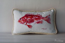 Hand Painted Red Fish Pillow