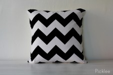 Black + White Chevron Down Filled Pillow