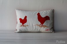 Rhode Island Red Rooster Pillow by Jennifer Rashleigh