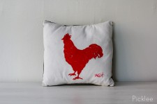 Rhode Island Red Rooster Printed Pillow by Jennifer Rashleigh
