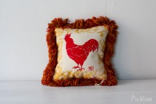 Hand Painted Rhode Island Red Rooster Pillow