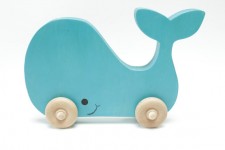 Childrens Wooden Whale Push Toy