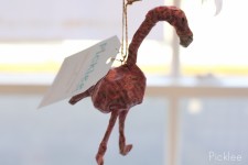 Newsprint Flamingo Ornament