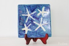 Handmade Ceramic Starfish Platter, Sea Blue