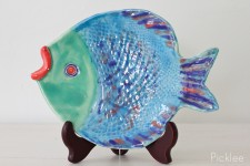 Handmade Ceramic Fish Platter, Blue + Green [small]