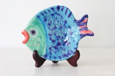 Handmade Ceramic Fish Platter, Blue + Green [small]