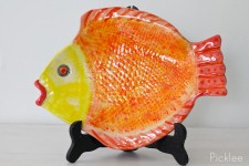 Handmade Fish Platter, Orange + Yellow [small]