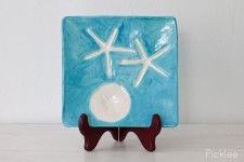 Handmade Ceramic Starfish Platter, Aqua [Medium]